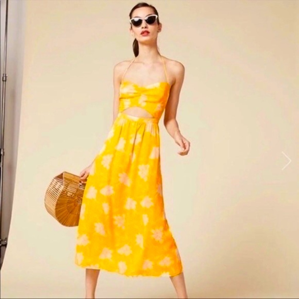 Reformation Addie Midi Cut-Out Halter Dress. Sweetheart Neckline. Size 8…